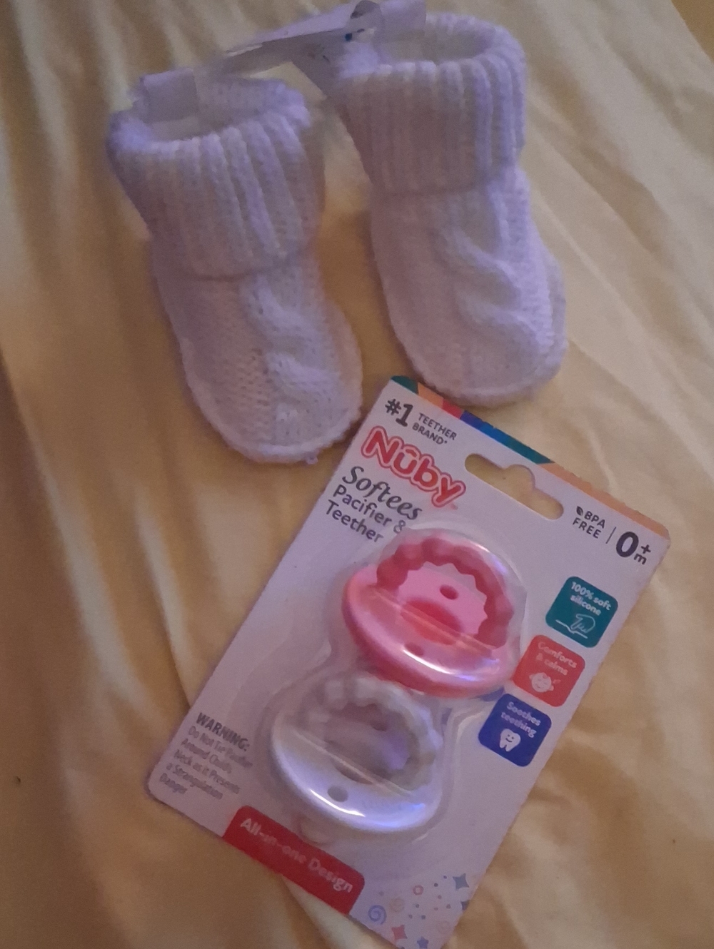 NWT! Nuby Softees Pacifier & Teether Set & Carters Booties